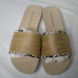 CHARTER CLUB 💥 Beyso Flat Sandals Women's Shoes, Sand Rafia (Size: 5)